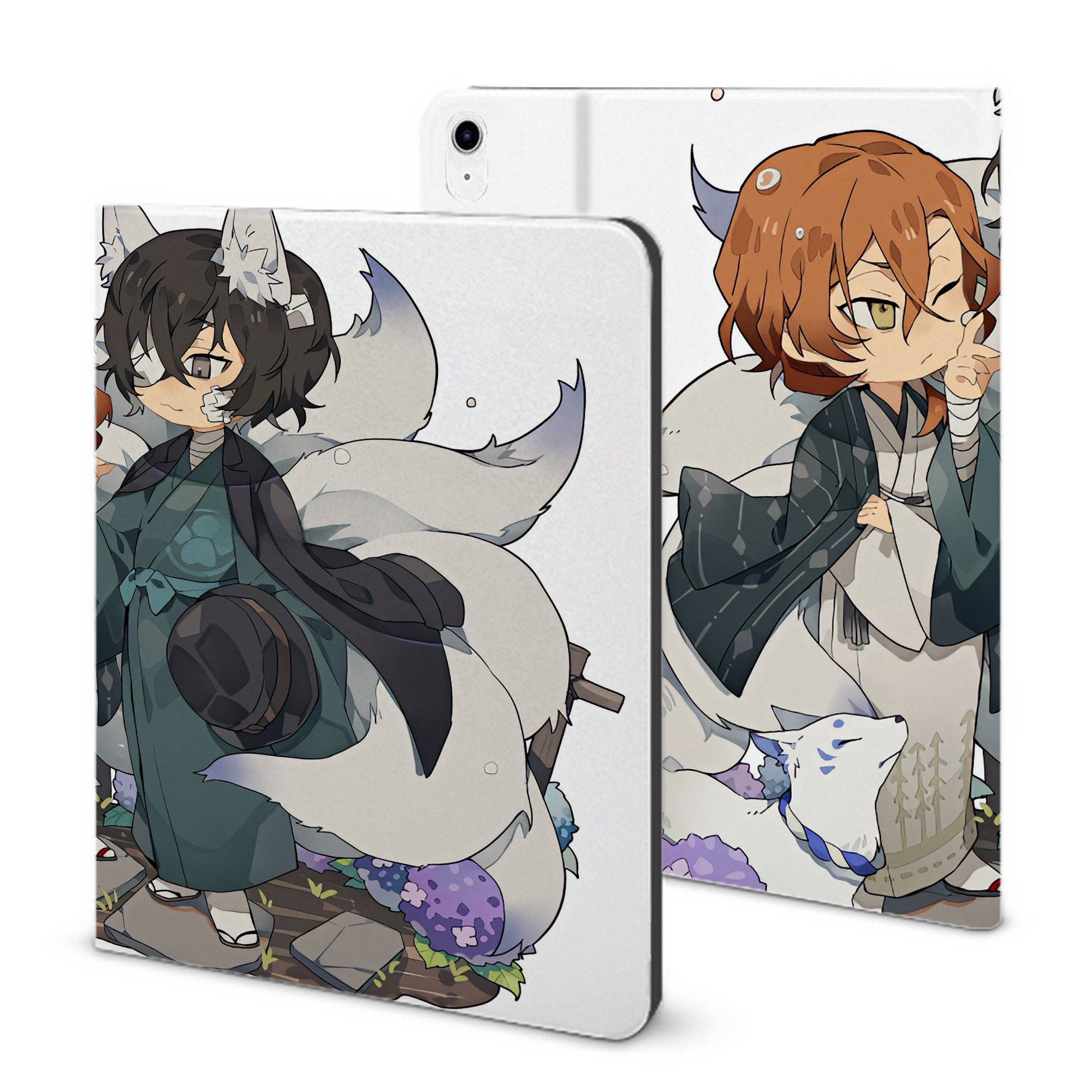 （画像用） 文豪ストレイドッグス Bungo Stray Dogs IPad ケース ブック型 PUレザー TPU 耐衝撃 軽量 薄型 ペン収納なし 全面保護 IPad 各モデル対応